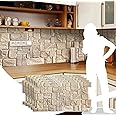 Dundee Deco PG7005-5 Beige Faux Limestone PVC 3D Wall Panel, 3.3 ft X 1.7 ft (98 cm X 50cm), Interior Design Wall Paneling Decor, 5.61 sq. ft. (0.49sq. m) Each, Pack of 5