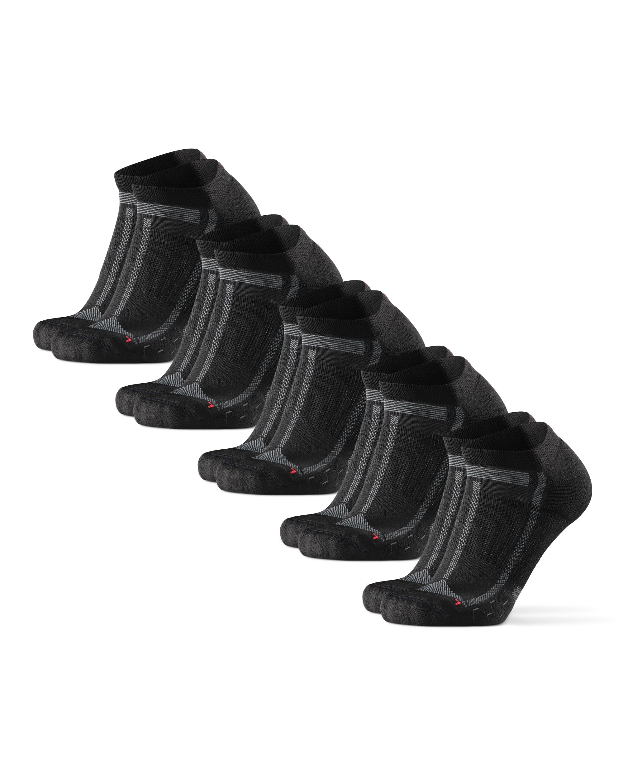 DANISH ENDURANCE Ankle Running Socks for Men Women, Anti Blister, Cycling, Fitness, Black/Grey 5-Pack, Large Image