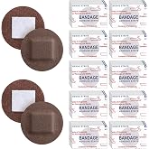 Funtery 200 Pcs Spot Adhesive Bandages 1.2 Inch Round Fabric, Dark Brown | Flexible Non Latex, Small Bandages for Face, Circular Adhesive Bandage for Skin Tone Wound Spots Small Incisions