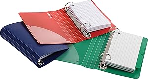 Oxford Index Card Binder with Dividers, 3" x 5", Color Will Vary, 50 Cards,1 Binder (73570),Assorted (Blue, Green, Red)