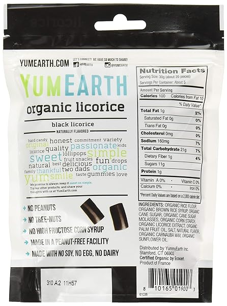 YUMEARTH ORGANIC LICORICE BLACK 5 OZ 142 G