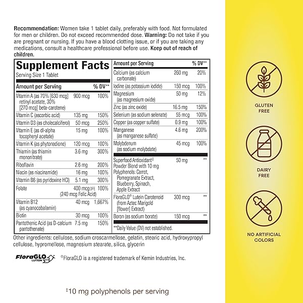 NATURE’S WAY ALIVE! WOMEN’S 50+ COMPLETE MULTIVITAMINS, SUPPORTS HEALTHY HEART, BRAIN, BONES*, SUPERFOOD ANTIOXIDANTS(1), B-VITAMINS, GLUTEN FREE, 50 TABLETS (PACKAGING MAY VARY)