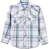 CHEERBOY Boy's Toddler Kids Casual Long Sleeve Western Pearl Snap Button Up Plaid Shirt 4-16 Years