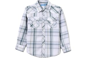 CHEERBOY Boy's Toddler Kids Casual Long Sleeve Western Pearl Snap Button Up Plaid Shirt 4-16 Years