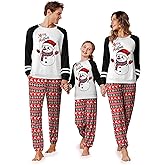 Ekouaer Family Christmas Pajamas Matching Sets Long Sleeve Couple Pjs Holiday Sleepwear Soft Loungewear with Pockets