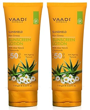 Vaadi Herbals Sunscreen Lotion SPF-50, 110g (Pack of 2)