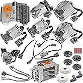 Habow 24Pcs Power-Function Technic-Parts Kit M/L/XL Motor IR Remote Control AA-Battery-Box-8881 IR Receiver Extension Wire Li