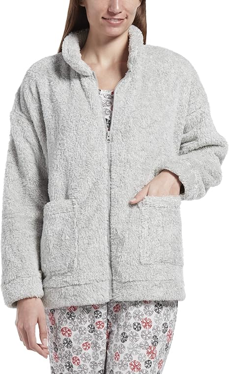 HUE Women's Fleece Bed Jacket, Sterling Blend, S/M: Amazon.com.au: Fashion