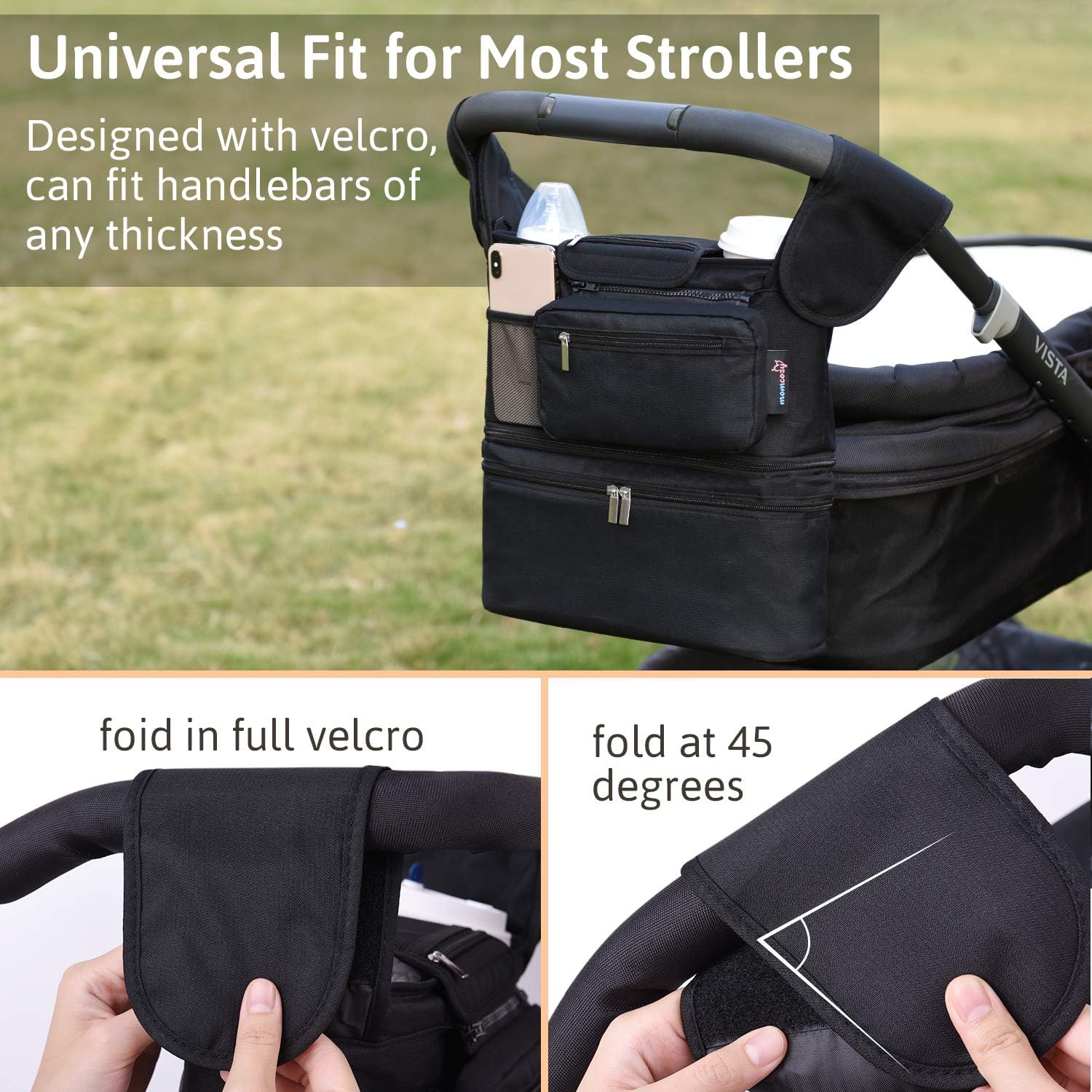Momcozy 2-IN-1 Stroller Organizer With Insulated Cup Holders & Insulated Baby Bottle Bag / Breastmilk Cooler Bag, Fits for Stroller Like Uppababy, Baby Jogger, Britax, Bugaboo, BOB, Umbrella: Home Improvement