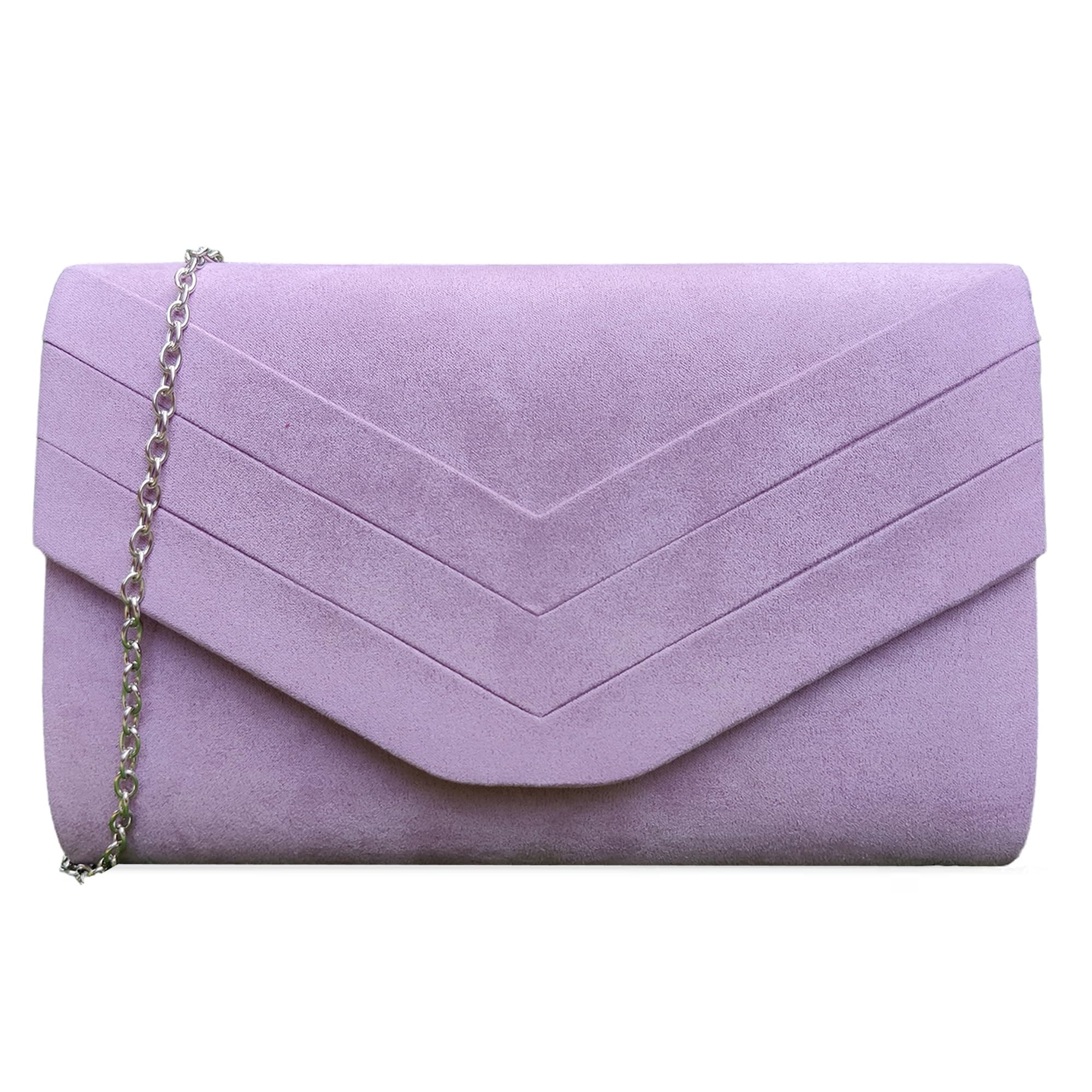 fi9 Women's Stylish Suede Envelop Style Bridal Wedding Evening Clutch Party Purse Hand Bag (Lilac)