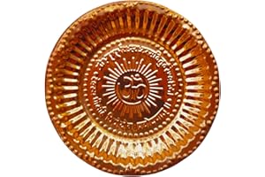 BHAVICREATION Cooper Plate Copper Puja Thali 6 x 6 inch Om Symbol Puja Thali for Temple Puja Pooja (Medium Size)