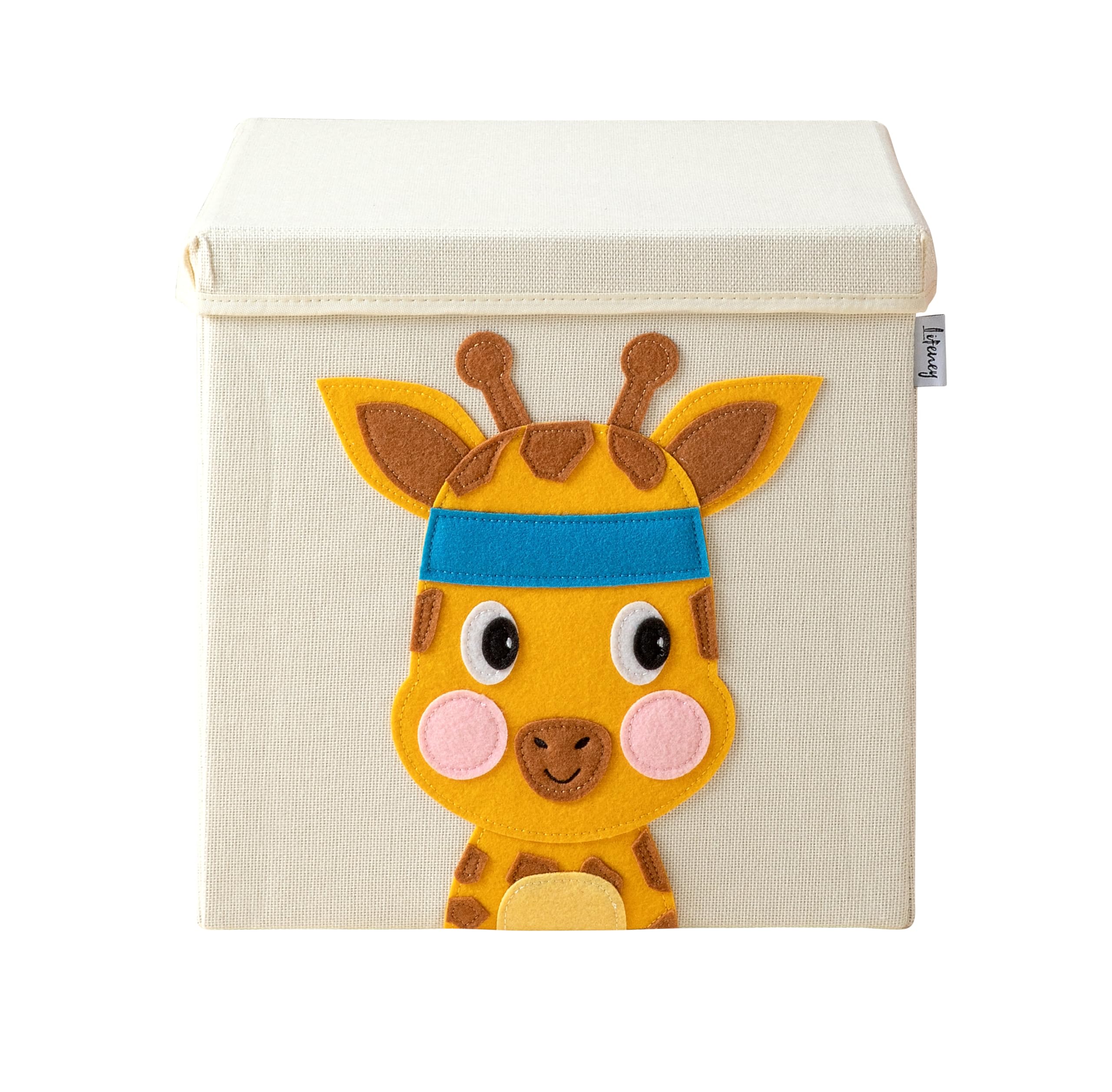 LIFENEY Storage Box with Lid and Giraffe Toy Box with Animal Motif Suitable for Cube Shelves Organiser Box for Children's Room