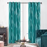 Deconovo Blackout Curtains Eyelet 46x72 Turquoise 2 Panels Thermal Insulated view 2