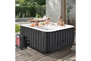 NAIZEA Inflatable Hot Tub - Outdoor Hot Tubs 4 to 6 Person, Portable Blow Up Spa Square Portable Hot Tub, 130 Soothing Bubble Air Jets, Cover, 2 Filter, 240 Gallon,73x73x25 in