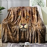 Ultra Soft Fleece Blanket- Lightweight & Warm Throw Blanket for Couch, Cozy Plush Sherpa Blanket for Adults Kids, Durable & Easy Care (Lion, 50x60 in)