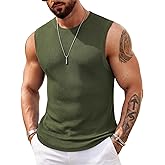 COOFANDY Mens Casual Knitted Tank Tops Crew Neck Sleeveless Muscle T Shirts Summer Beach Tops