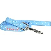 Puppia Dotty Dog Leash Polka Dot Pattern for Summer Fashion for Small Dogs 55 Inches - Sky Blue - Medium