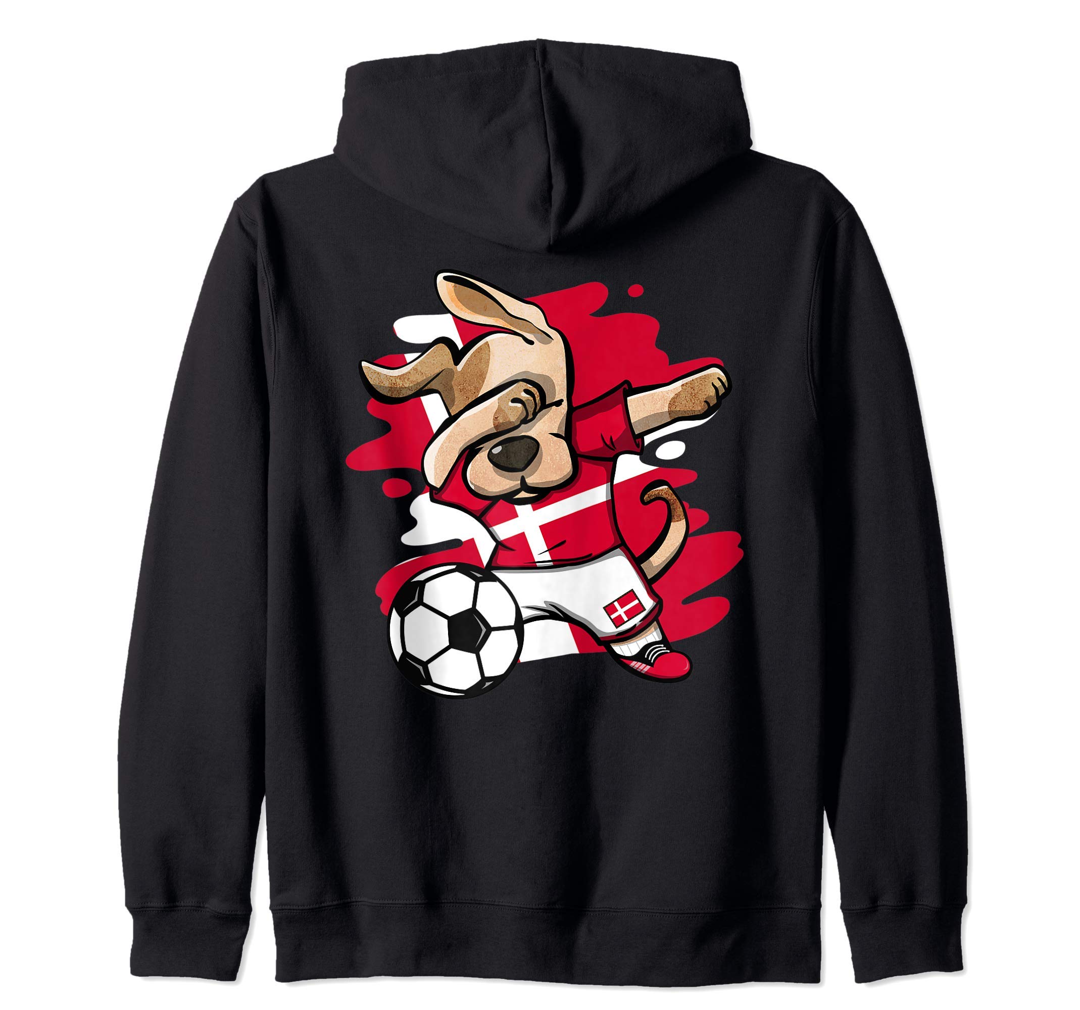 Dabbing Dog Denmark Soccer Fans Jersey Danish Flag Football Zip Hoodie