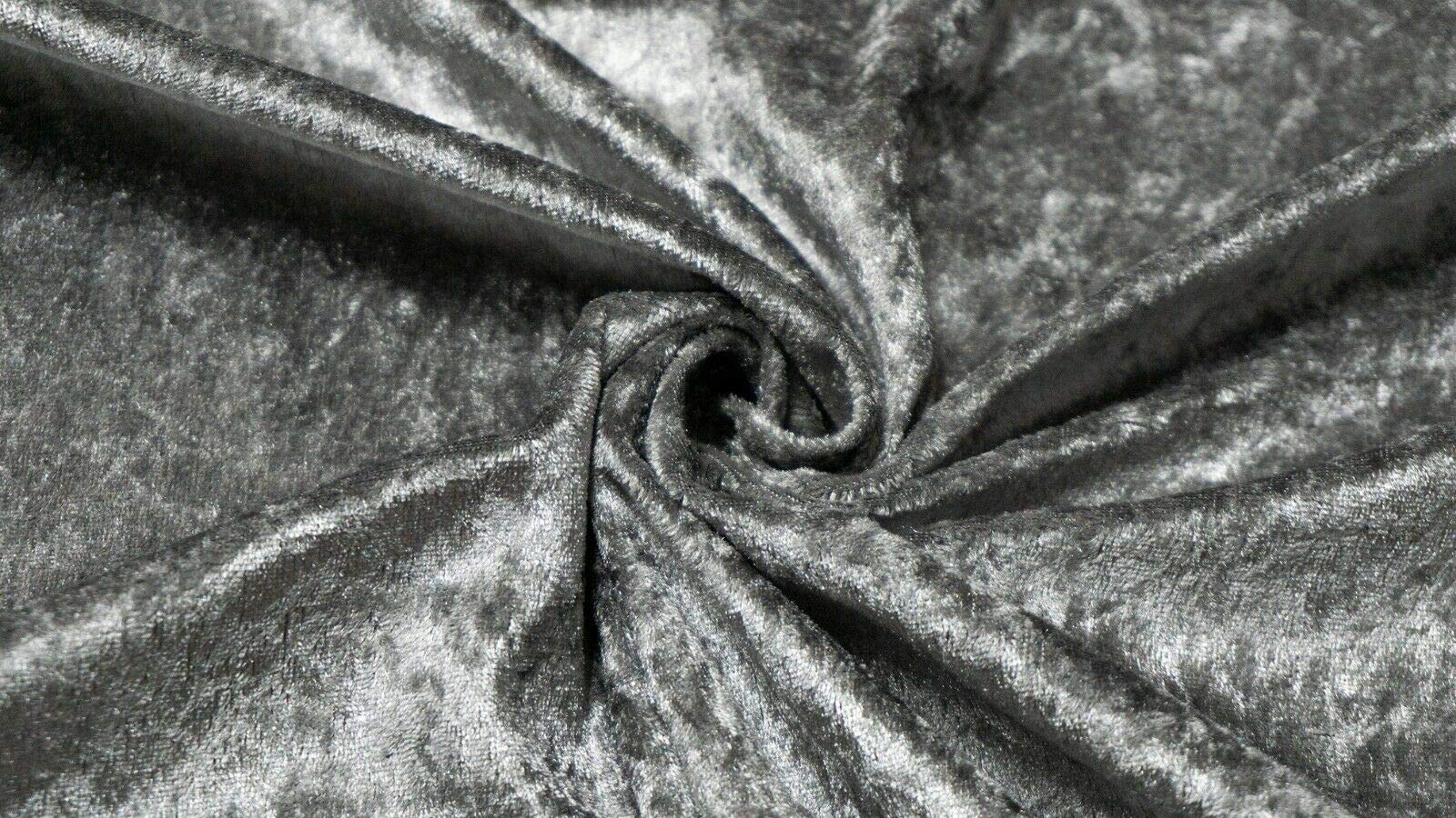 Fancy Textiles Premium Glitz Crushed Velvet Stretch Velour Fabric Material 60'' Wide (Grey, 1 Meter(pre Cut))
