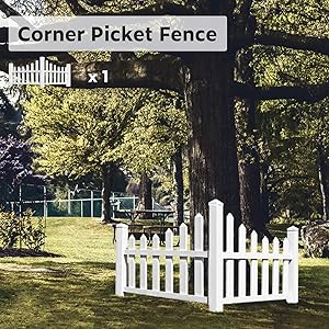 Ecoopts 38" X 95" Vinyl Corner Picket Enclosure Fence Panel Screen Level Top England Country Essentials Scalloped Accent Fencing for Yard, Gardens, Outdoor Products, White 1 Pic