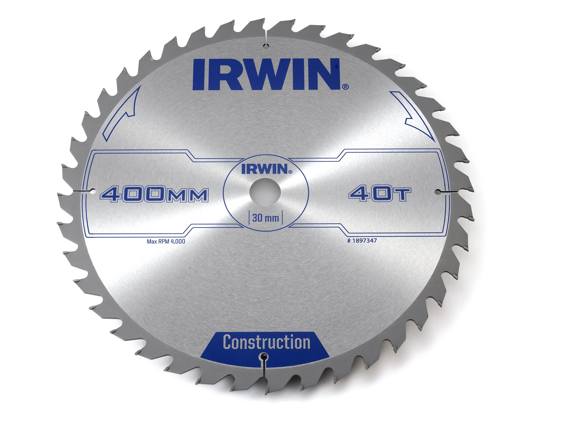 IRWIN IRW1897347 400 x 30mm 40-Teeth Circular Saw Blade with ATB Tooth Grind, Silver,Various