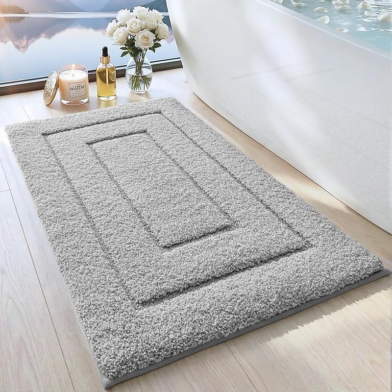 DEXI Bath Mat 50x80 cm Extra Soft Microfiber Non-Slip Light Grey