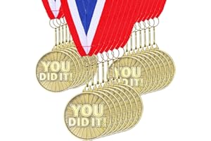 Quelay 30 Pcs 2'' Gold Awards Medals Bulk Winner Medals with Neck Ribbons Encourage Team Participation for Adults Trophy Award Prize Gift Competitions Graduation Party