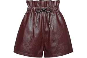 QIANXIZHAN Women's Leather Shorts, Faux High Waisted Wide Leg Sexy Shorts SP