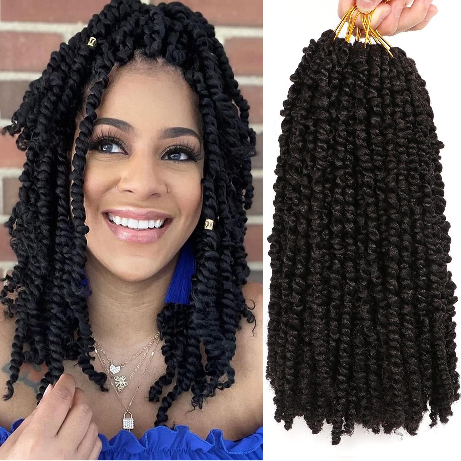 8 Packs Passion Twist Braiding Hair Extnsions Crochet Braids Hair Extensions for Braiding Crochet Hair Extensions for Black Women (#1B)