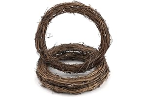 3 Pieces Retro Christmas Wreath Natural Grapevine Wreaths Vine Branch Wreath for DIY Craft Front Door Wall Hanging, Rattan Wr