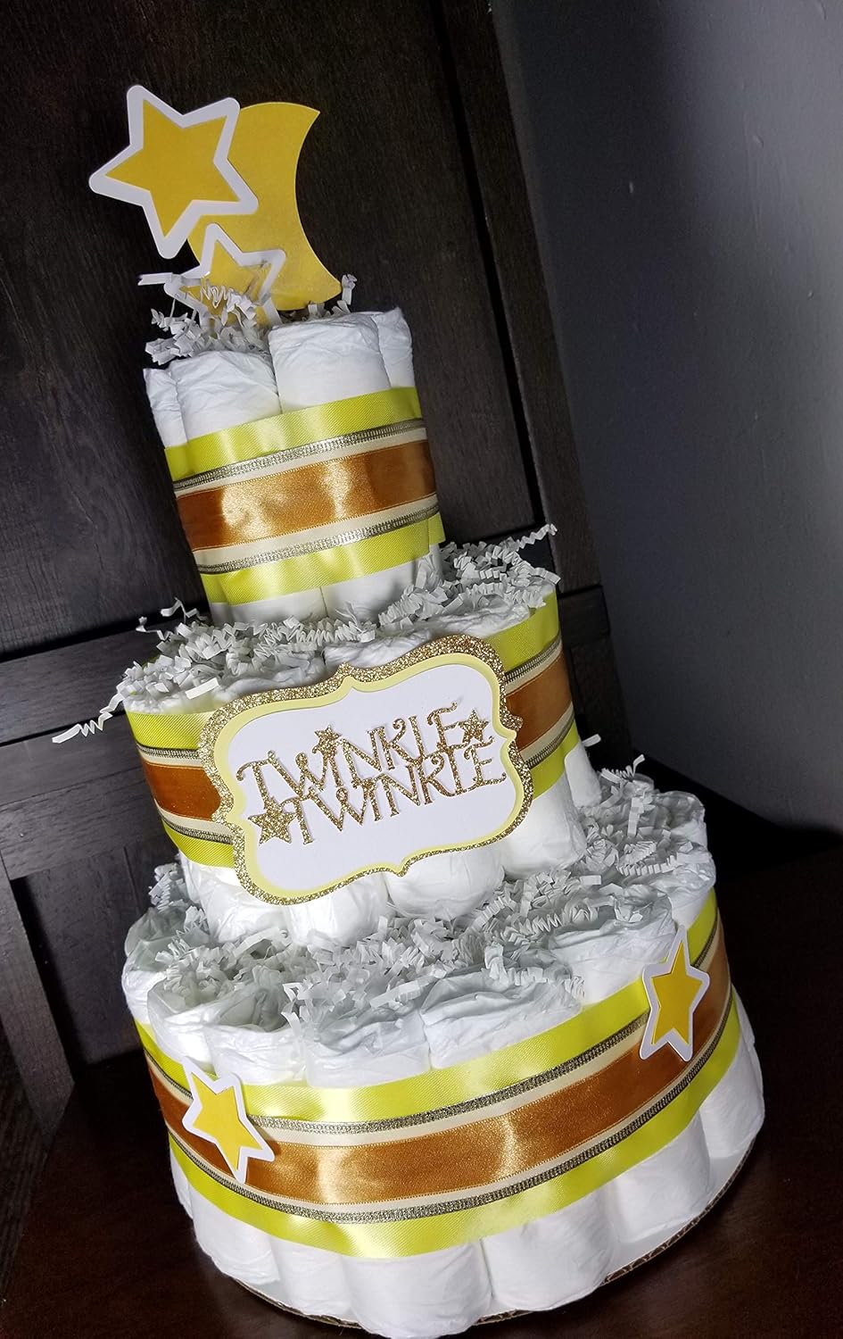 moon and stars diaper cake