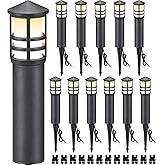 SUNVIE 12-Pack Low Voltage Landscape Pathway Lights 3W Outdoor Landscape Lighting 3000K 12-24V LED Bollard Path Lights Wired CRI 90+ Aluminum Pathway Lighting for Walkway Yard Garden, ETL Listed Cord