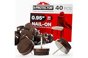 Nail-on Felt Pads X-PROTECTOR 40 PCS - 0.95" Felt Furniture Pads - Brown Chair Leg Floor Protectors - Nail in Furniture Pads for Furniture Legs - The Best Felt Chair Pads for Hardwood Floors (24mm)!