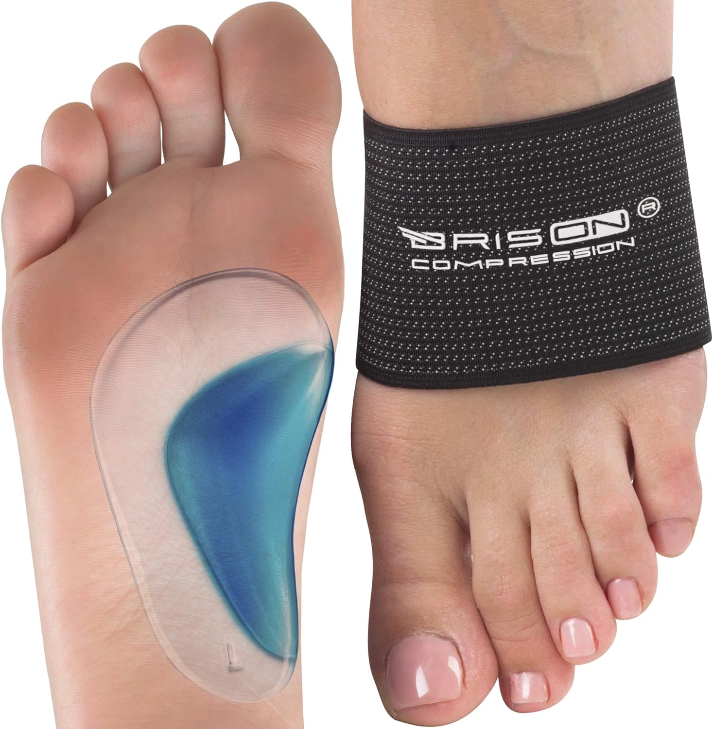 Compression Arch Support Braces for Men Women - Elastic Reusable Plantar Fasciitis Ankle Arch Sleeves Socks for Flat Foot Heel Spurs High/Low/Fallen Arches Heel Pain Relief - Black: Health & Personal Care