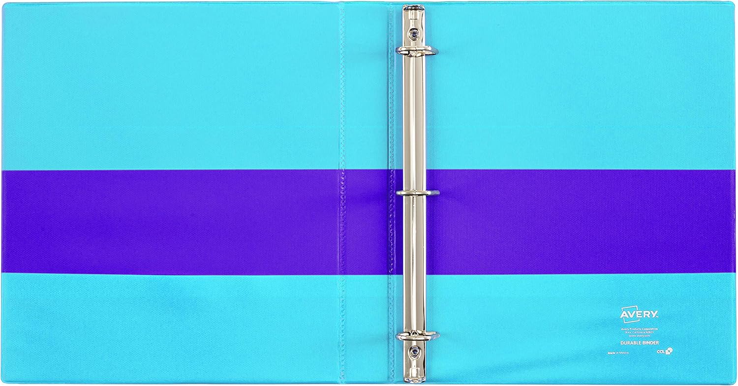 Avery Two-Tone Durable View Binder, 1" Slant Rings, 220-Sheet Capacity, Fuchsia/Green (17196) : Office Products