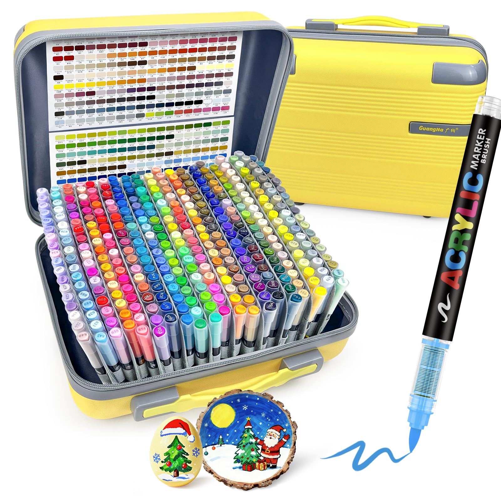 Photo 1 of Guangna 360 Acrylic Paint Markers, Brush Tip Acrylic Paint Pens, Quick-Drying Waterproof Ink, for Rock Painting Plastic Wood Canvas Glass Ceramic Metal Art Crafts Supplies Gift