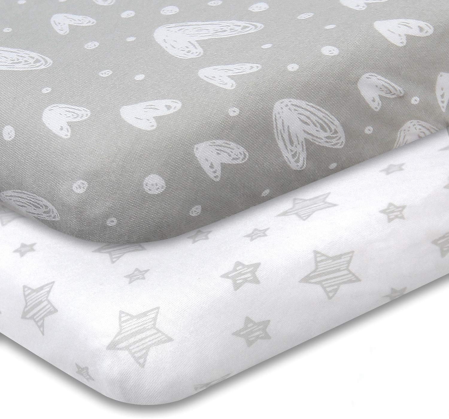 Biloban Pack n Play Sheet/Mini Crib Sheets Fitted 2 Pack, Baby Printed