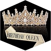 Gold Crown for Women Crystal Princess Tiaras Rhinestone Queen Headband Wedding Bridal Hair Accessories Birthday Prom Pageant Party Coming of Age Ceremony Photo Props