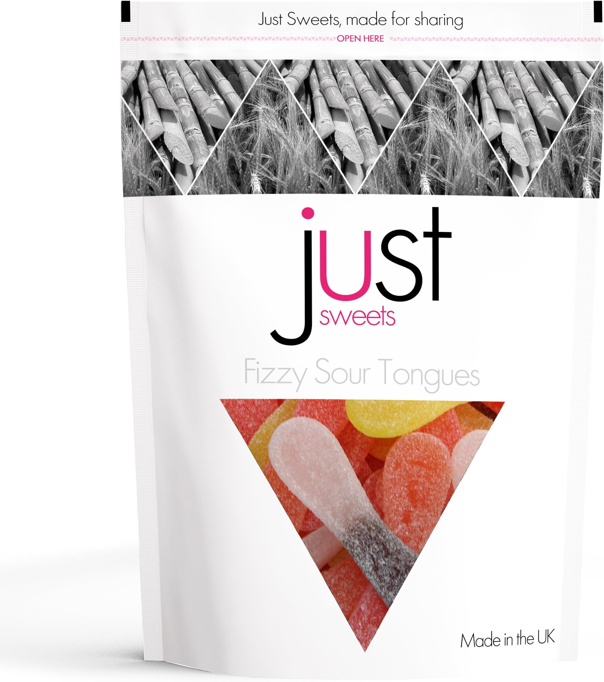 JUST SWEETS POUCH - Fizzy Sour Tongues By Just Sweets (Share Pouch with One and a Quarter Old Fashioned Pounds of Sweets)