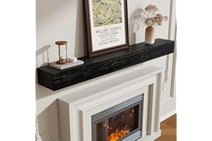 Marsmiles Fireplace Mantel Shelf 60 Inch, Rustic Handcrafted Wood Mantles for Over Fireplace, Farmhouse Wall Mounted Floating Shelves for Living Room Decor & Display, 60W x 5H x 8D, True Black