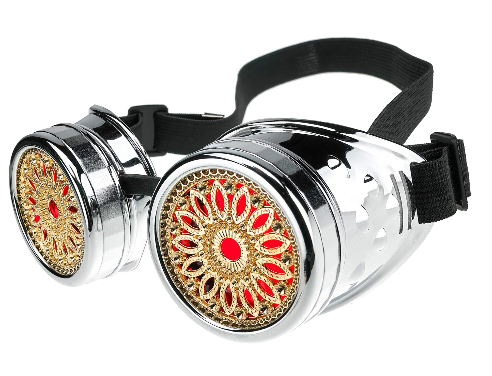 Welding Cyber Goggles Steampunk Goth Cosplay Sunglasses 50s Round Glasses Party Fancy Dress MFAZ Morefaz Ltd (Silver Design)