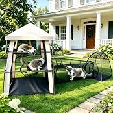 CypherX Extra Large Catio Outdoor Cat Enclosure Pop Up Playpen Tunnel Tent | 3-level main cube with 3 passages &amp; mini housing. Tear-resistant mesh, shade cover, 8 stakes, toy ropes &amp; carry bags