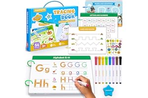 JUPITEARTH Preschool Learning Activities 54 Reusable Pages, Tracing Books for Kids Ages 3-5, Toddler Activities Busy Book, Handwriting Practice Kindergarten Workbooks, Educational Toys for 3 4 5 Year Old