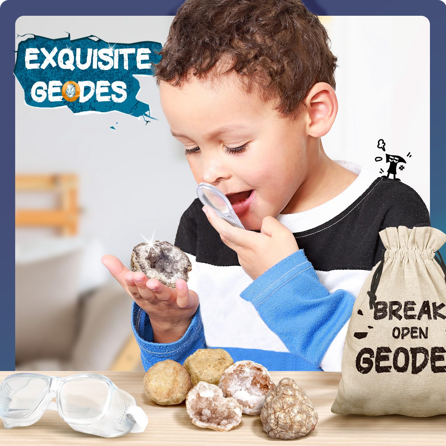 Geodes with Crystals Break Open 10 Premium Geode Kit - Geology Geodes Crystal Science Kit - STEM Educational Toys Birthday Gifts for Boys and Girls (Potential for Coloured Geodes Crystals)