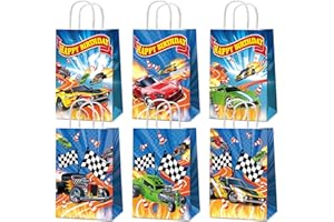 PARTY GREETING 24PCS Hot Car Happy Birthday Party Favor Bags Race Car Party Supplies Wheels Car Party Gift Goodie Bags Hot Car Happy Birthday Game Party Treat Bags for Baby Shower Hot Car Wild Racer Party Favors