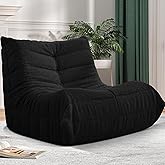 Cansunna Bean Bag Chair Big Sofa Beanbag Chair for Adults Fireside Chair Bean Bag Lounger with Memory Foam Filled for Home,Apartment or Gaming Venue(Black Teddy)