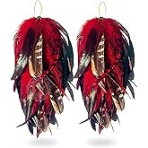 Fashmorous Brass Dangle Earring, Red Feather Design for Women, Lightweight, 8-12 inches, Hypoallergenic