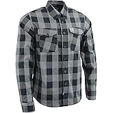 Milwaukee Leather Men's Flannel Plaid Shirt Black and Grey Long Sleeve Cotton Button Down Shirt MNG11630