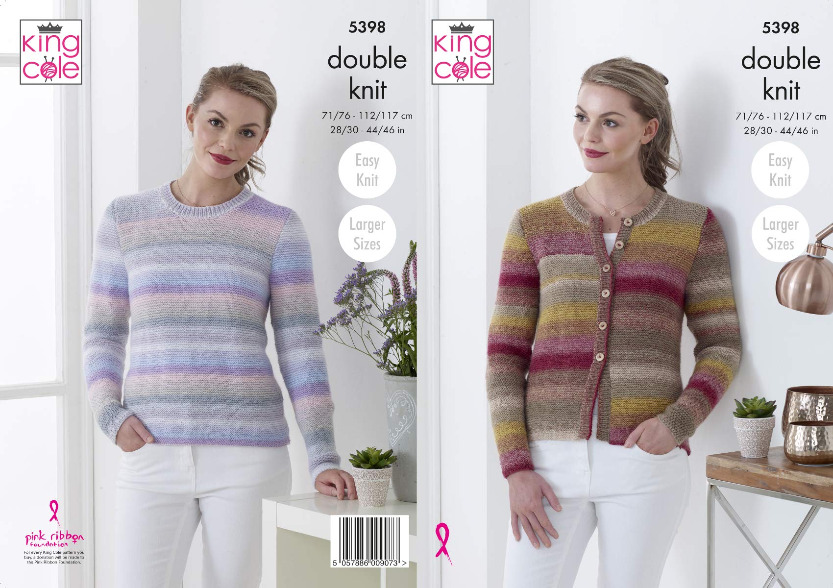 King Cole Ladies Double Knitting Pattern Womens Easy Knit Cardigan & Sweater (5398)