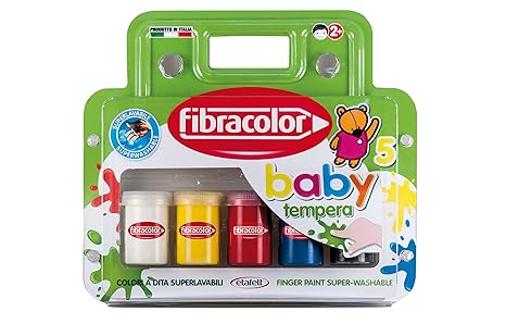 Fibracolor Baby Farbe Tempera Fingerfarben Super waschbar - 5er Pack